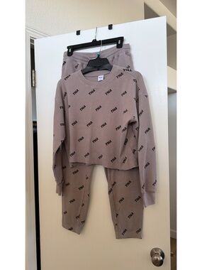 Aritzia TNA matching waffle knit sleeper/pajamas